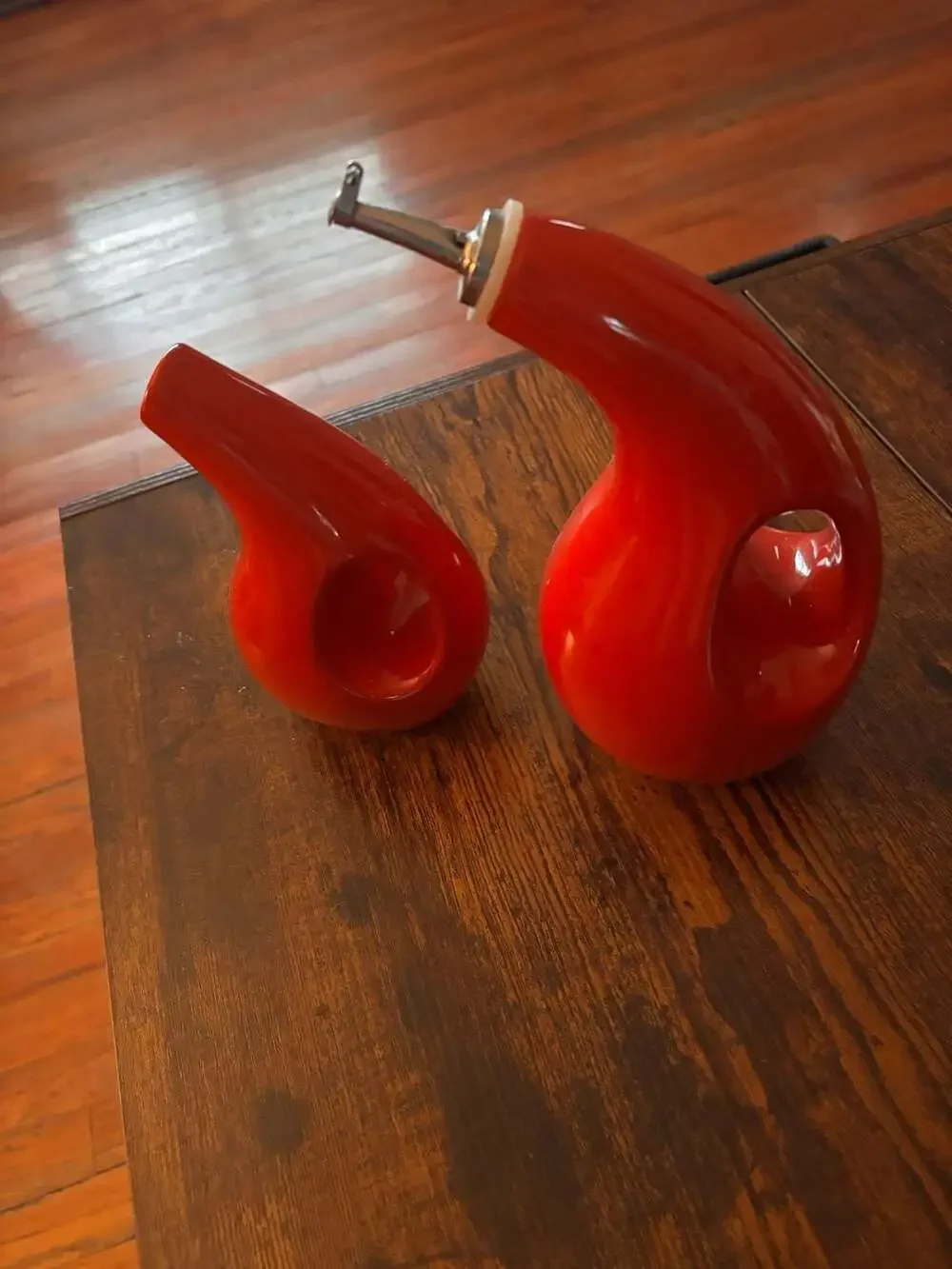 Rachael Ray Ceramics Red EVOO and Vinegar Dispensing Bottle Set